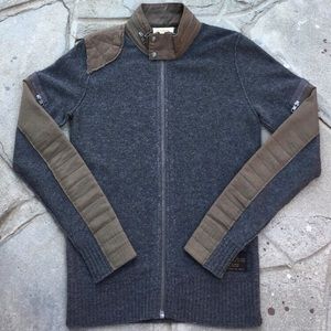 Diesel Army Green Sweater Wool Blend Full Zip